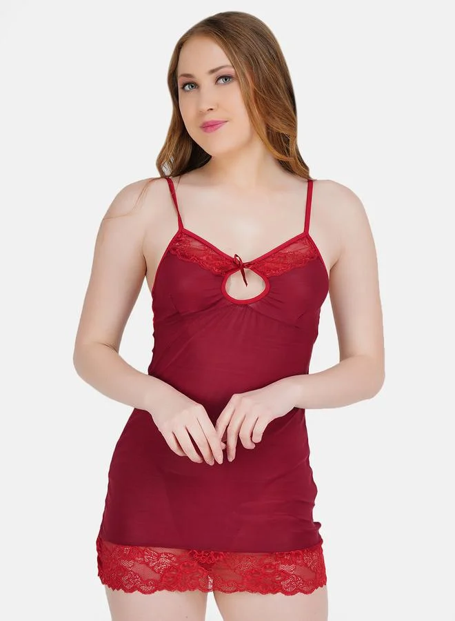 Take Two Women Red Lace Babydoll with Brief Set By Hill Islands